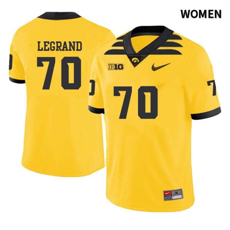 Women's Iowa Hawkeyes NCAA #70 Lucas LeGrand Yellow Authentic Nike Alumni Stitched College Football Jersey EF34K14RF